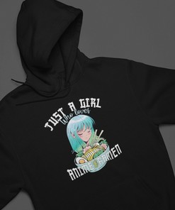 Unisex Anime Girl Ramen Sweatshirt - Just a Girl Who Loves Anime and Ramen Hoodie Gift