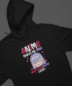 Unisex Anime Makes Me Smile More Than Reality Does Sweatshirt - Japanese Hoodie Gift for Anime Lovers