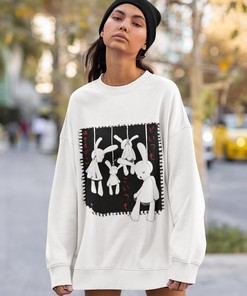 Unisex Creepy Rabbit Sweatshirt & Dark Anime Gothic Crewneck Shirt