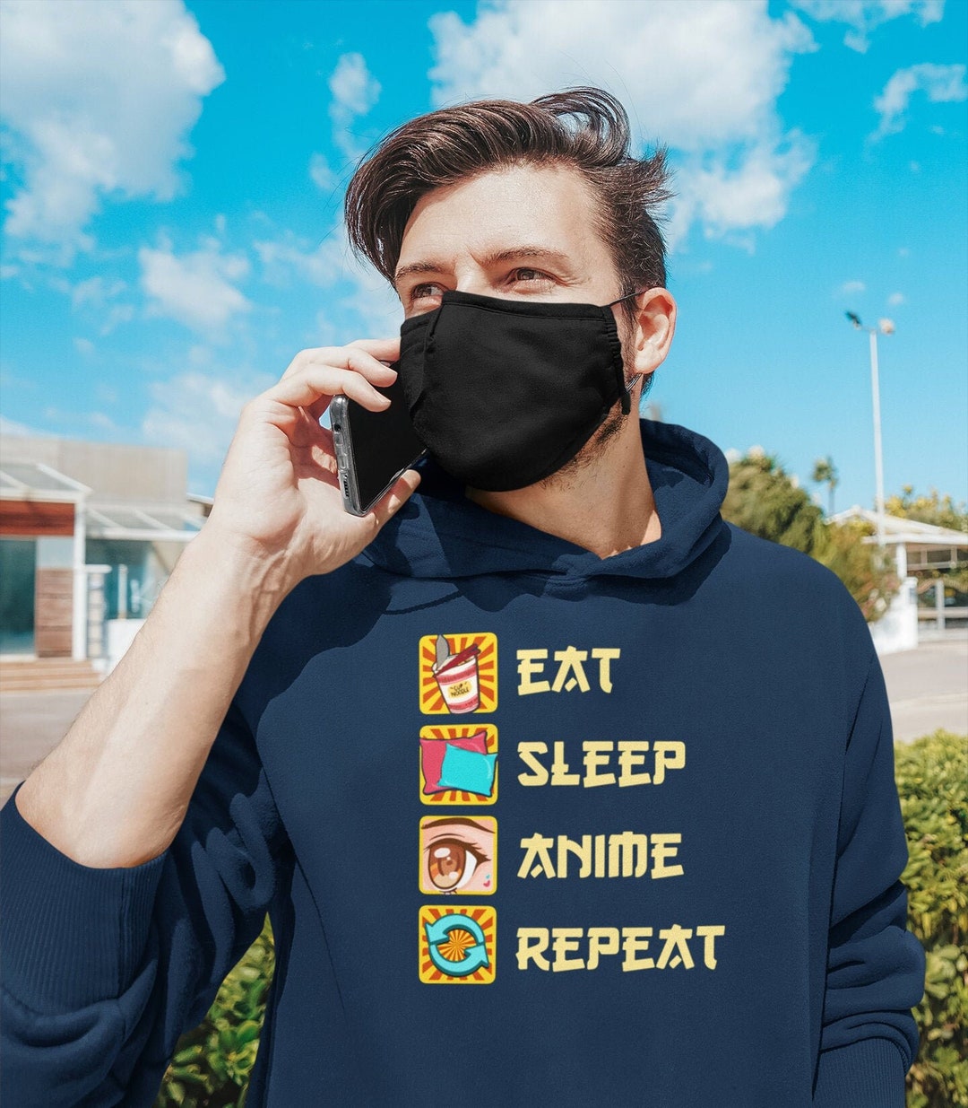 Unisex Eat Sleep Anime Repeat Sweatshirt - Japanese Anime Hoodie Lover Gift, Anime Hoodie, Anime Sweater, Anime Shirt
