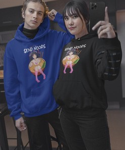 Unisex Funny Anime Sweatshirt - Send Noods Classic Pullover Hoodie, Noodle Lover Gift, Chinese Food, Ramen and Anime Fan
