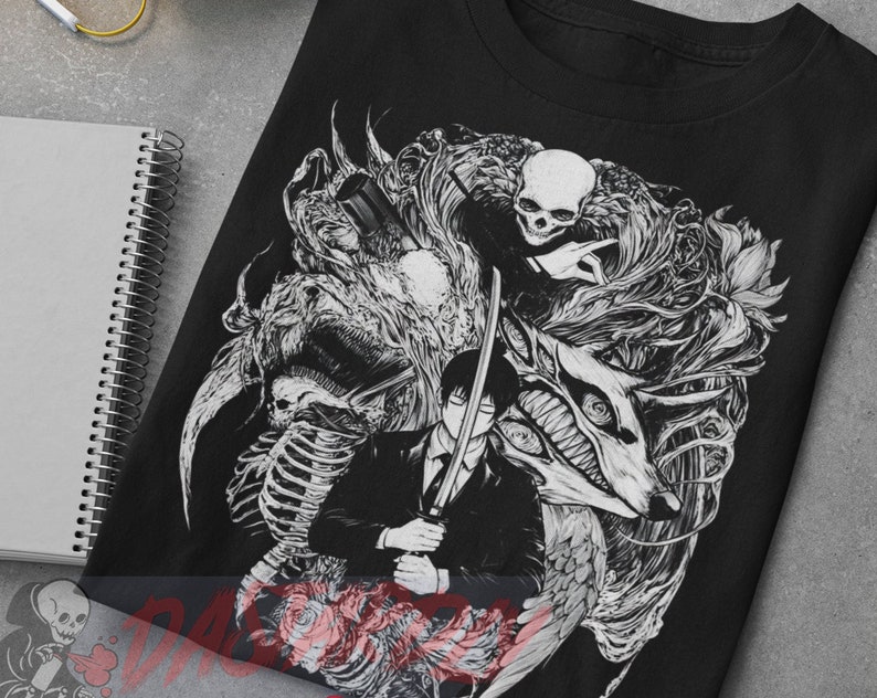 Unisex Gothic Death Metal Chainsaw Vintage Anime Shirt - Image 2