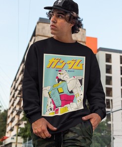 Unisex Gundam Vintage Sweatshirt for Anime and Manga Lovers, Kawaii Aesthetic