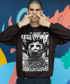 Unisex Horror Manga Sweatshirt with Creepy Spiders Pullover and Murderer Sweater for a spooky vibe