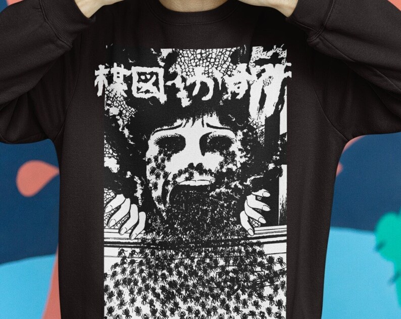 Unisex Horror Manga Sweatshirt with Creepy Spiders Pullover and Murderer Sweater for a spooky vibe - Image 2