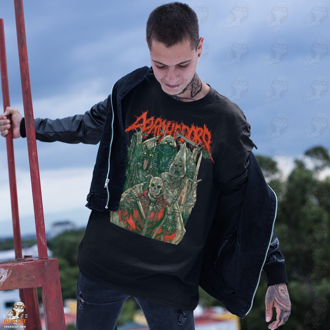 Unisex Japanese Fashion with Gothic Metal Poster Tee and Welcome to Chaos Anime Shirt