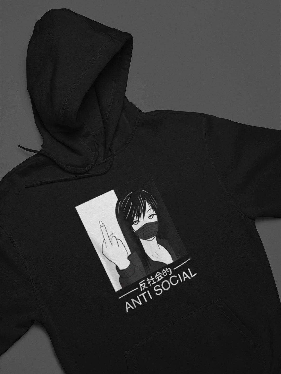 Unisex Japanese Vaporwave Anime Sweatshirt - Cool Anti Social Aesthetic Hoodie, Gift for Anime Fans and Lovers