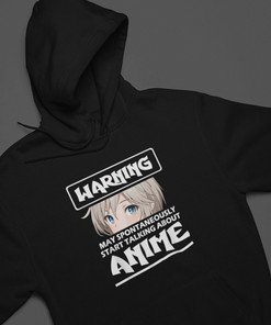Unisex Manga Warning Sweatshirt - May Spontaneously Start Talking About Anime Pullover Hoodie, Gift for Anime Fans