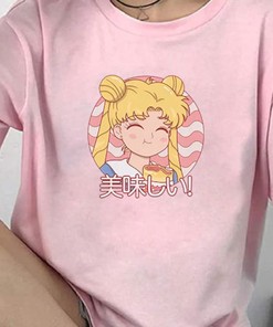 Usagi Moon Harajuku Shirt, Magic Girl Anime Tee for Girls, Harajuku Clothing Ideal Gift for Fans