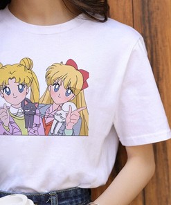 Usagi and Luna BFF Sailor Moon Tee - Aesthetic Anime Shirt for Fans, Vintage Style Design