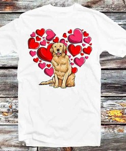 Valentine Heart Golden Retriever Tee - Perfect Gift For Dog And Anime Lovers