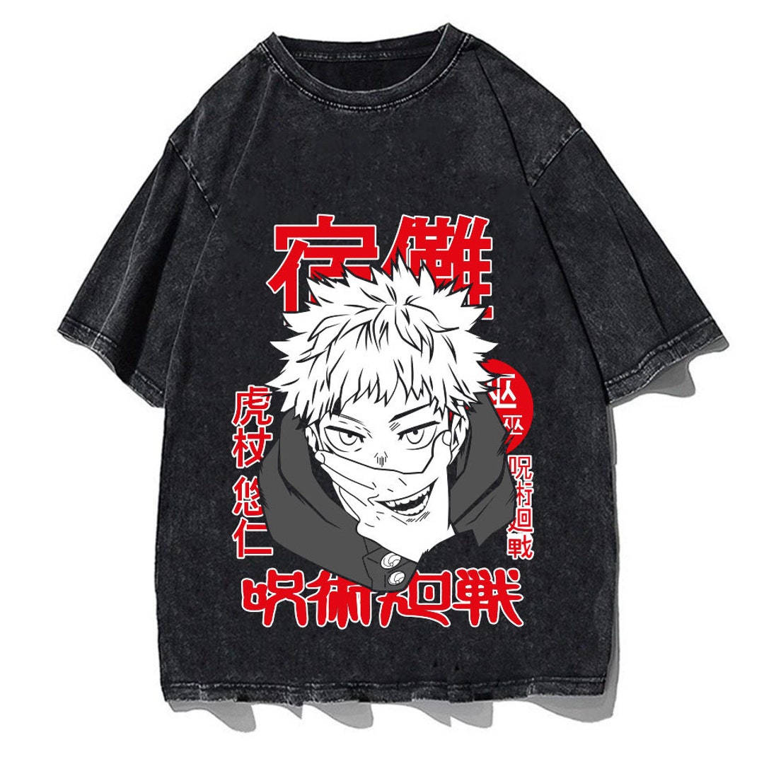 Vintage Anime Tee - Anime Washed Cotton Tee, Retro Anime Tee, Cool Anime Shirt