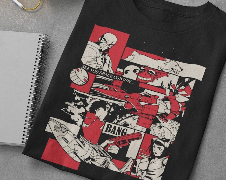 Vintage Anime Unisex Shirt - Outlaw Space Cowboy, Bebop, and Montage Tee - Great Present - Image 2