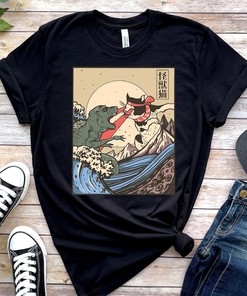 Vintage Japan Shirt - Kaiju Vs Cat Manga Anime Design - Japanese Apparel