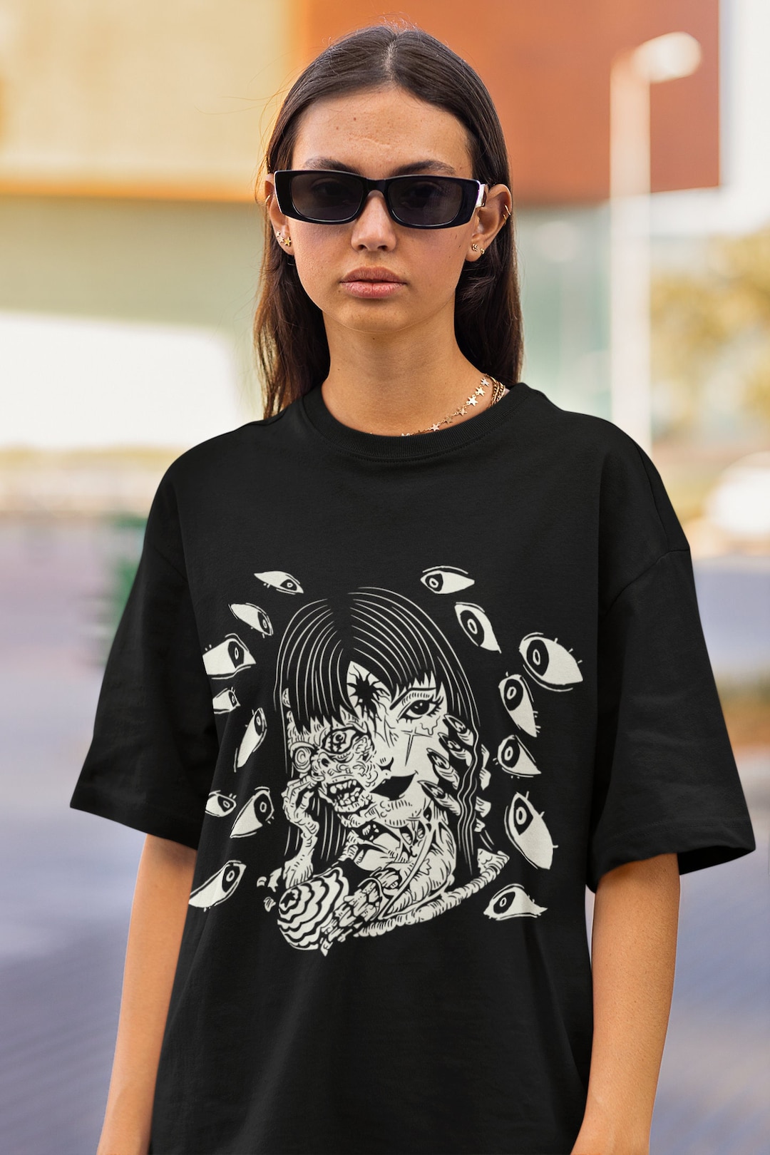 Vintage Manga Creepy Girl Sweatshirt, Dark Gothic Sweatshirt & Spooky Witch T-Shirt - Gifts for Manga Lovers