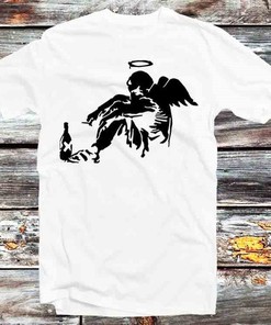 Vintage Retro Banksy Fallen Angel Cool Anime T-Shirt - Perfect Gift for Fans