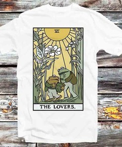 Vintage Retro Lovers Tarot Card Tee - Frog, Toad & Anime Fans Gift Idea