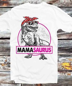 Vintage Retro Mamasaurus T Rex Dinosaur Mother Tee - Cool Gift Idea for Moms & Anime Fans