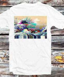 Vintage Retro Style Great Wave Off Kanagawa Hoodie - Broken Screen Graphic