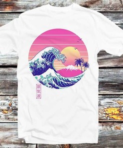 Vintage Retro The Great Vaporwave Wave Off Kanagawa Tee - Cool Gift Idea for Anime Fans