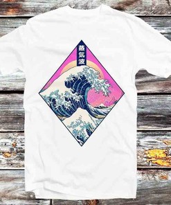 Vintage Retro Vaporwave The Great Wave Off Kanagawa Tee - Cool Gift Idea for Anime Fans
