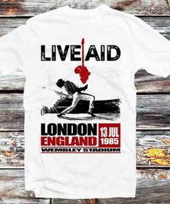 Vintage Retro Wembley Live Aid Concert Poster Tee - Perfect Gift Idea for Music & Anime Fans