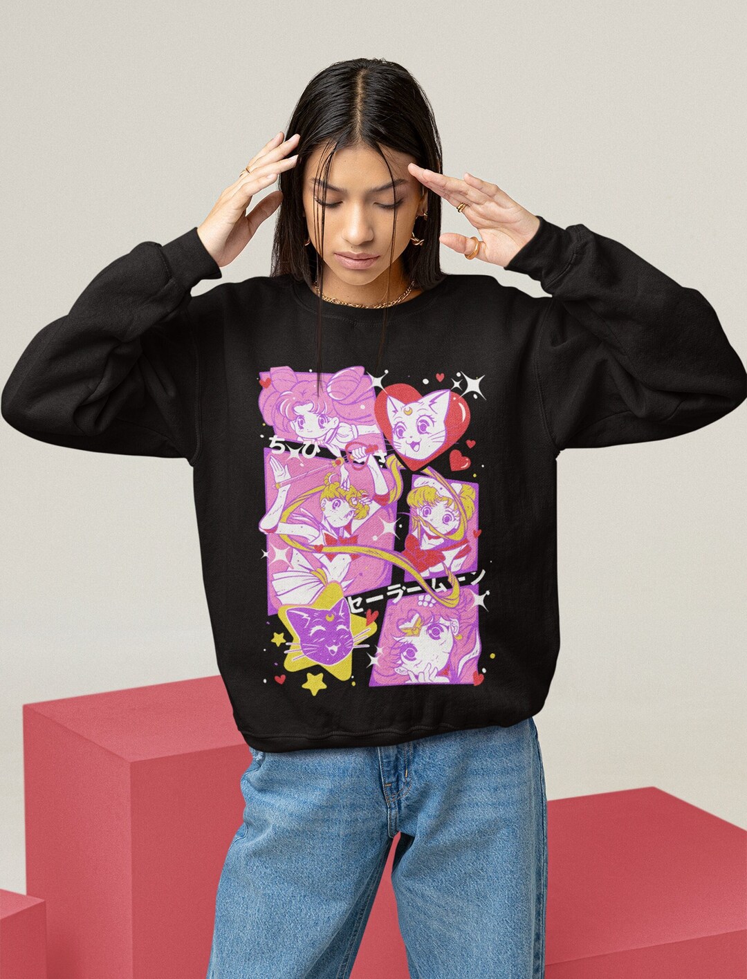 Vintage Sailor Moon Otaku Sweatshirt - Unisex 90's Anime Aesthetic Crewneck for Manga Fans with Unique Graphic Tee