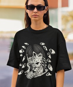 Vintage Style Creepy Manga Girl Sweatshirt, Gothic Hoodie - Gifts for Fans