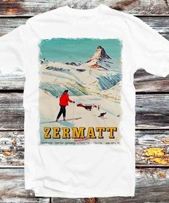 Vintage Zermatt Switzerland Ski Poster Tee - Cool Gift for Skiing Lovers