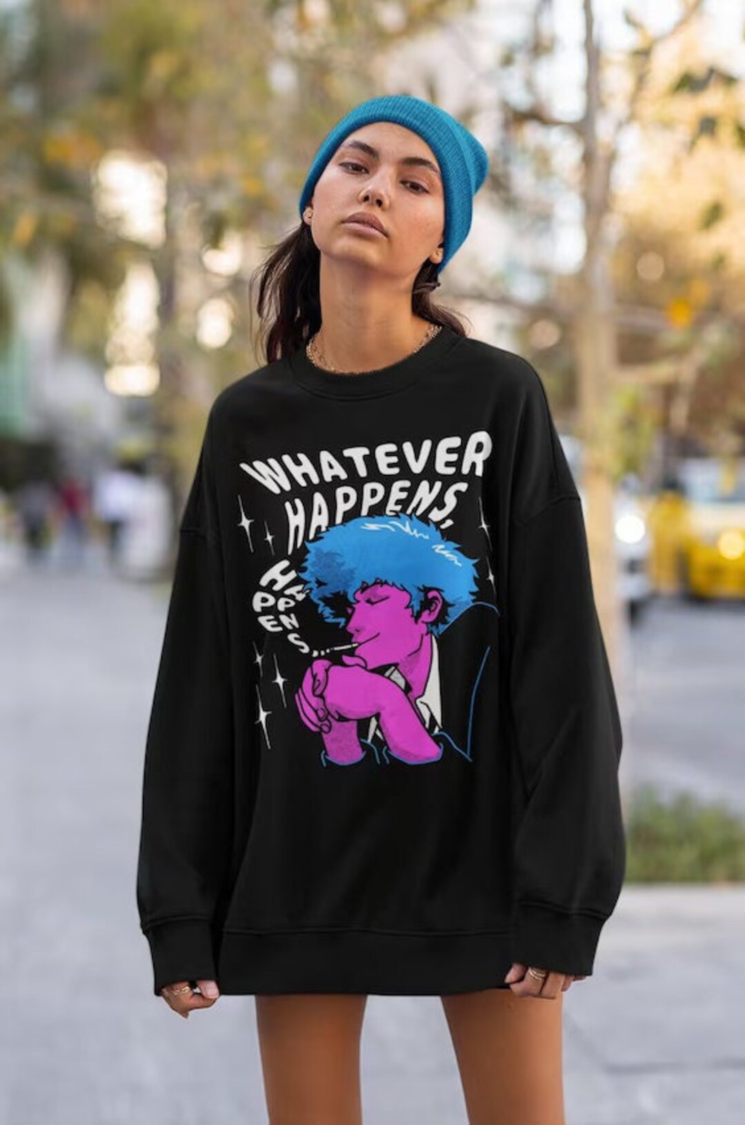 Whatever Happens Sweater - Retro Manga Sweatshirt, Top Choice for Anime and Manga Lovers