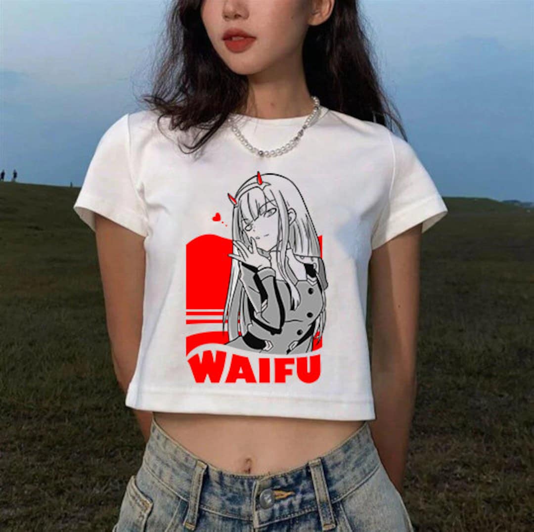 White Japanese Style Crop Tops for Women - Cool Anime Tee, Harajuku Anime Shirt