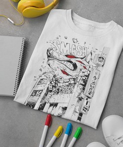 Wolf Smashing Through City Shirt: Perfect Gift for Anime Lovers