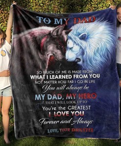 Wolf and Lion Personalized Quilt Blanket For Dad - Bedroom Decor