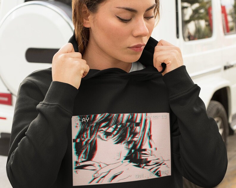 Yami Kawaii Aesthetic Sweatshirt, Pastel Goth Hoodie with Anime Vaporwave Rose - Image 2