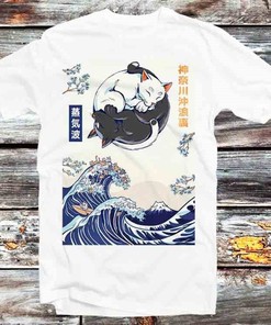 Yin Yang Cat Kitten Maneki Neko Luck Tee - Cool Gift Idea for Cat Lovers, Vintage Retro Anime T-Shirt