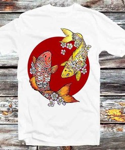 Yin Yang Koi Fish Red Sunset Hoodie - Cool Gift for Animal and Anime Lovers