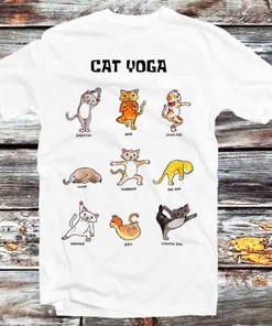 Yoga Cat Graphic Tee - Cute Vintage Style Gift for Animal Lovers