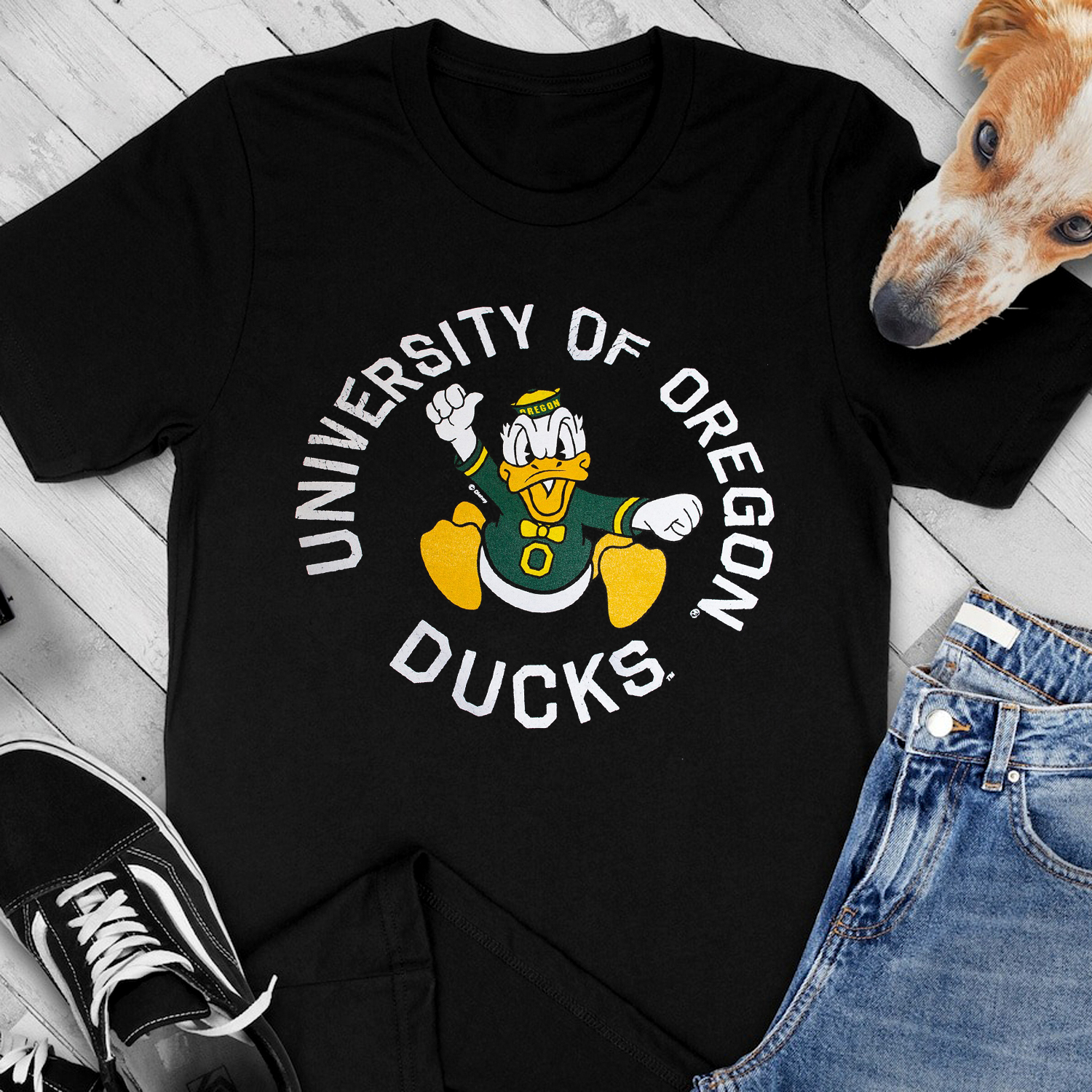 Charging Duck Surrounded by University of Oregon Ducks T-Shirt - Fan Gift Idea