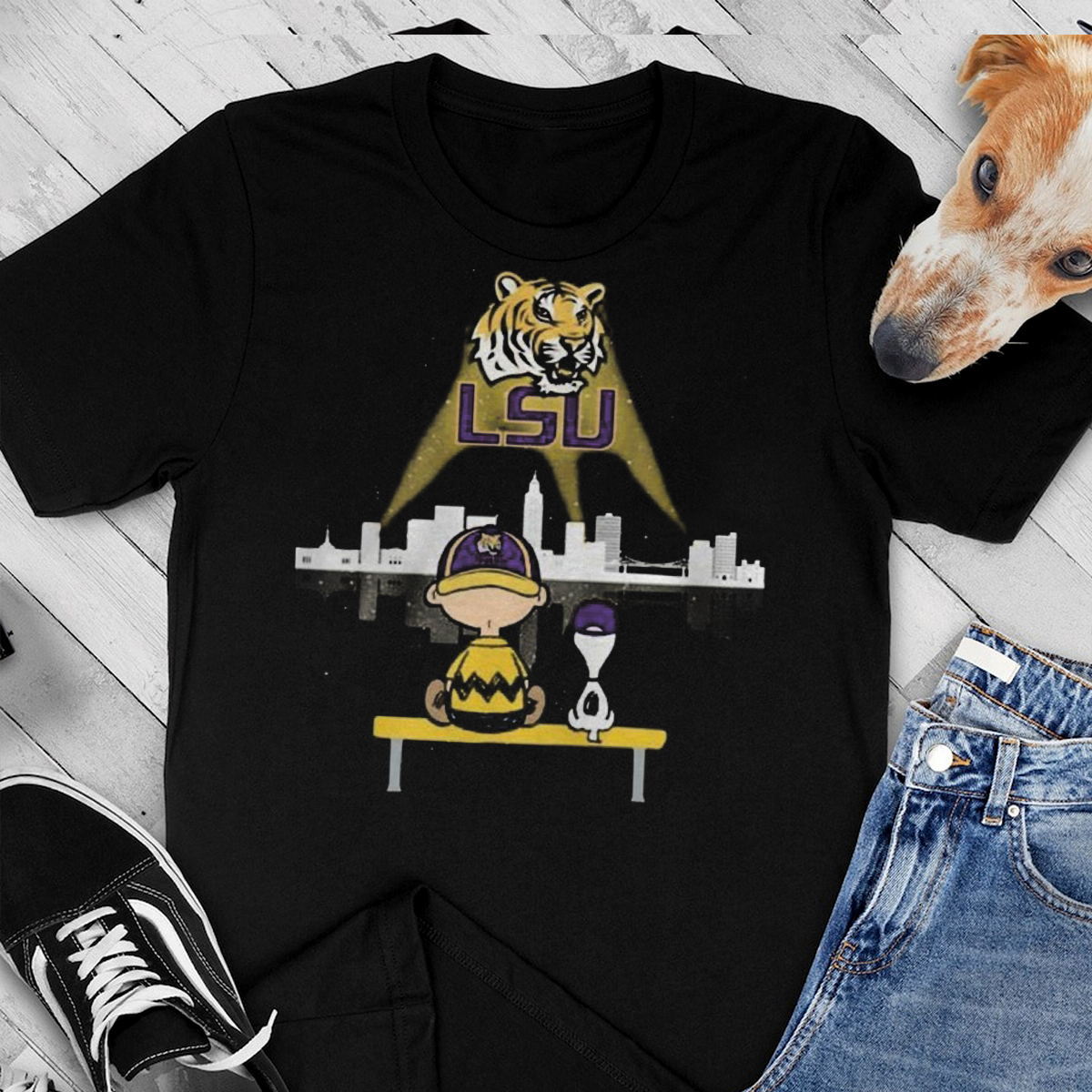Charlie Brown And Snoopy Lsu Tigers Football Shirt - Fan Gift