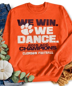 Clemson Tigers NCAA Men's 2015 ACC Champs Crewneck Sweatshirt Shirt for Fans Gift