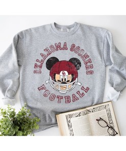 Disney Oklahoma Set On Helmet Mickey Tee - NCAA Tee for Fans