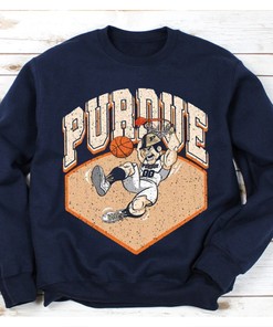 Distressed Vintage Style Purdue Basketball Crewneck Sweatshirt with Fan Gift Design
