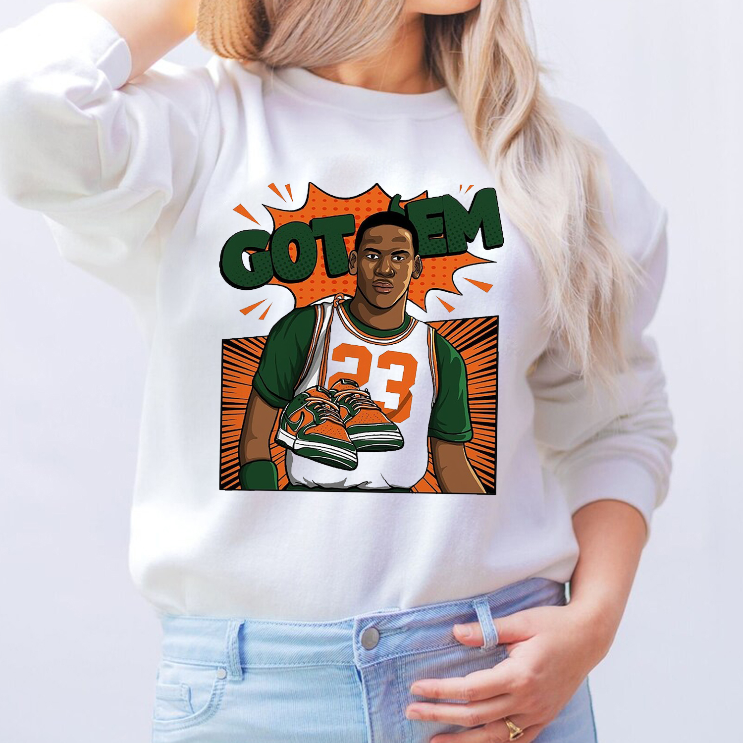 Dunk Low Miami Hurricanes MJ Pop Art Comic Unisex T-Shirt - NCAA Crewneck Sweater Hoodie