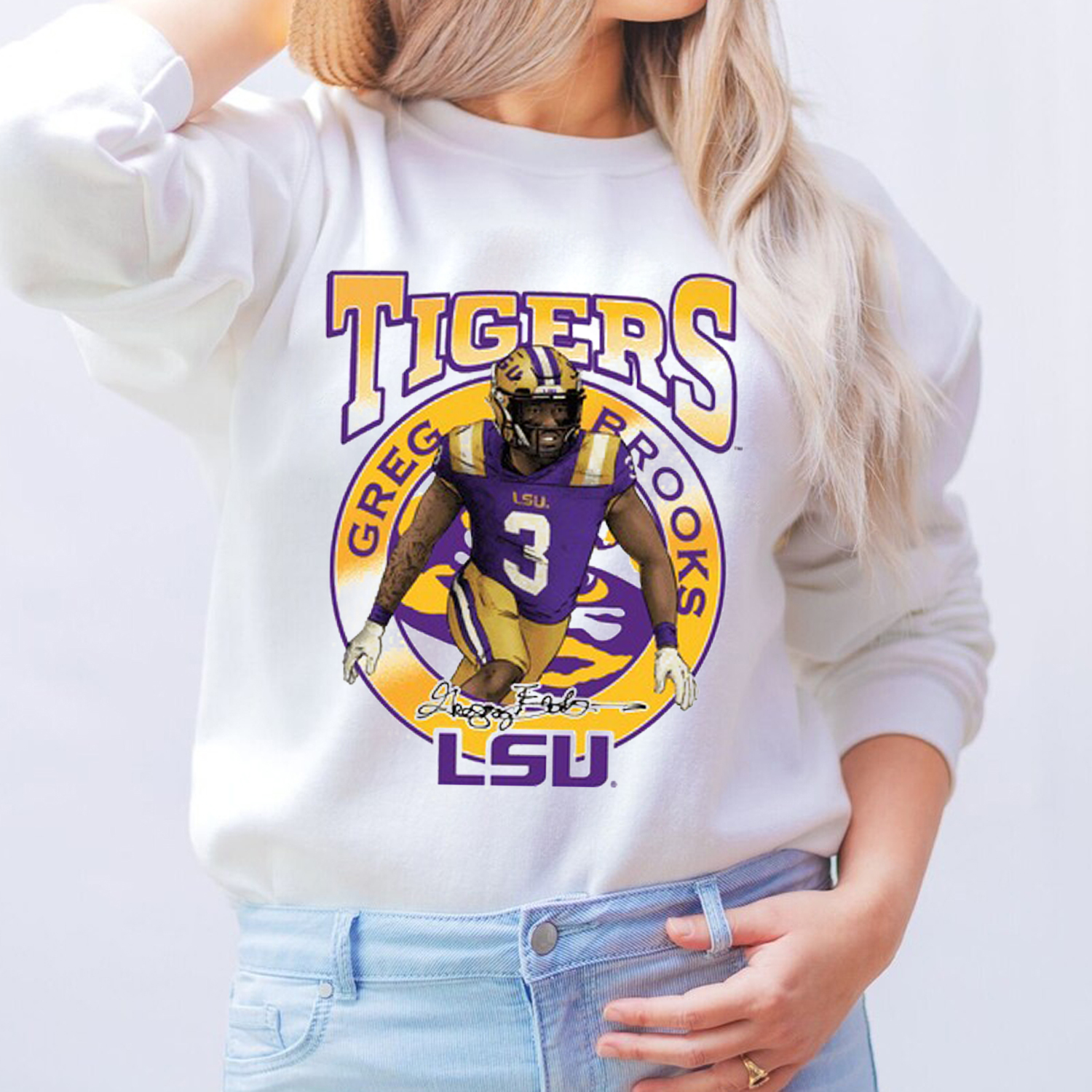 LSU Greg Brooks Eye Of The Tiger T-Shirt Sweatshirt Hoodie - Fan Gift