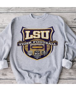 LSU Tiger Football Crewneck Graphic T-Shirt - Vintage Style Fan Gift