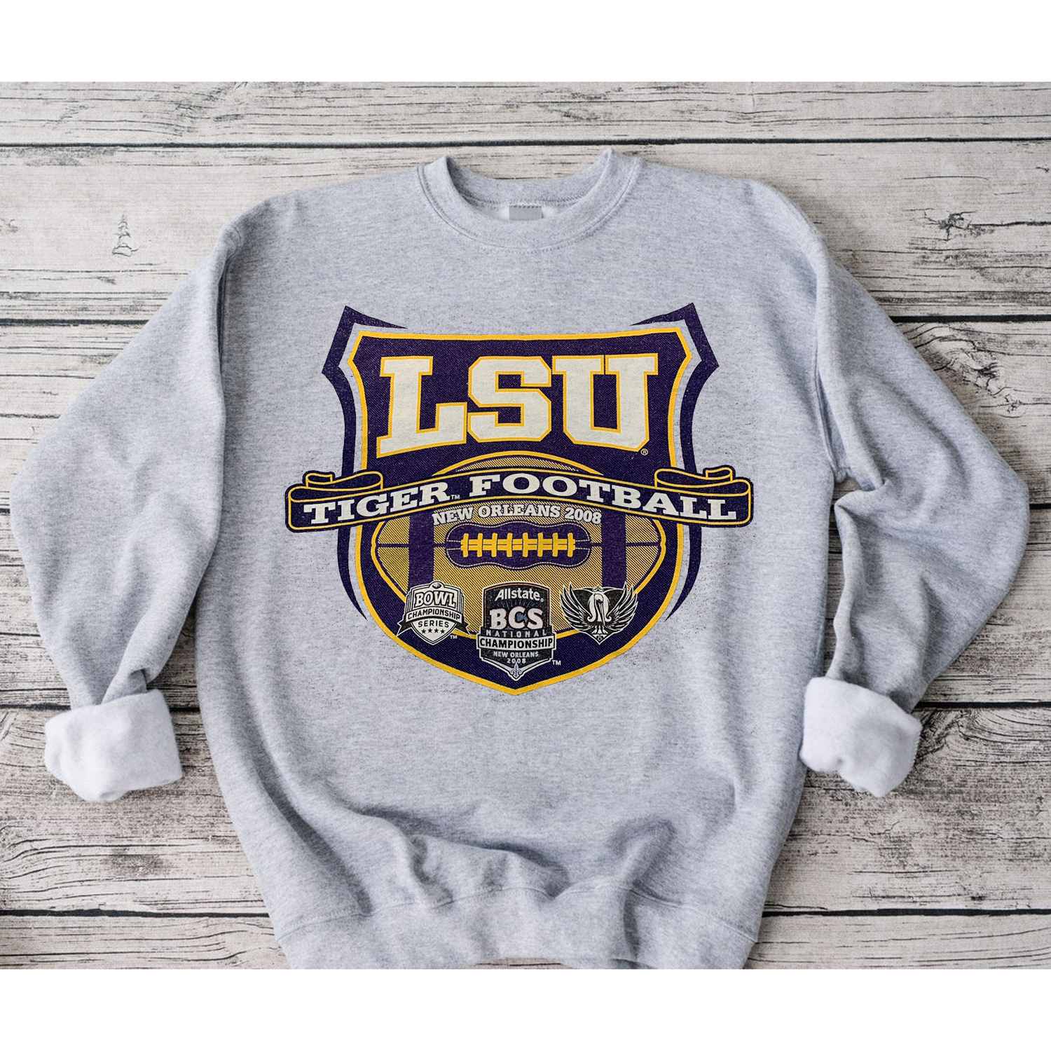 LSU Tiger Football Crewneck Graphic T-Shirt - Vintage Style Fan Gift