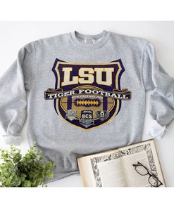 LSU Tiger Football Crewneck Graphic T-Shirt - Vintage Style Fan Gift