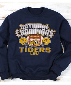 LSU Tigers National Football Champions T-Shirt Hoodie Sweatshirt - Vintage Style Fan Gift
