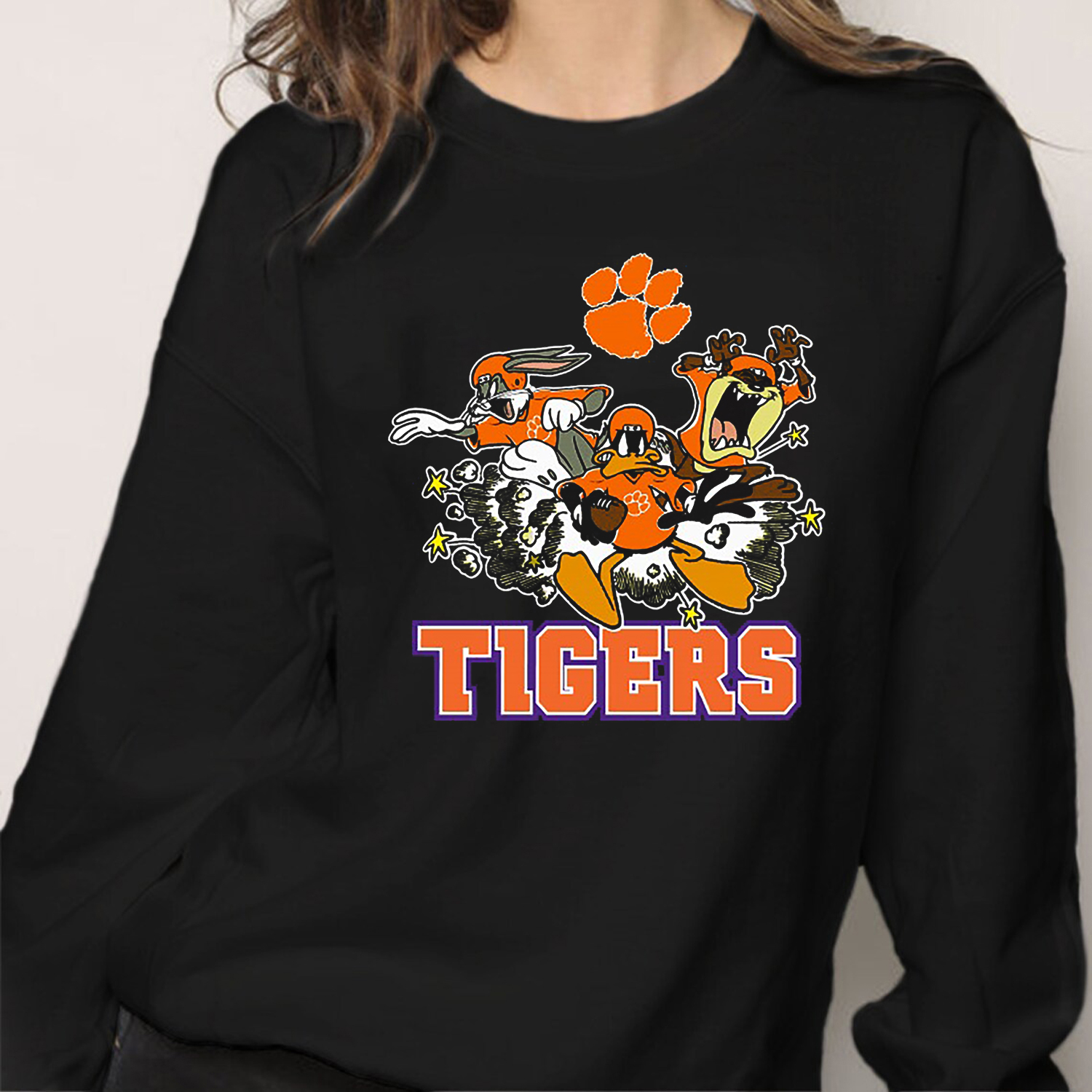 Looney Tunes Football Team Clemson Tigers NCAA Graphic T-Shirt Hoodie Sweatshirt for Men Women