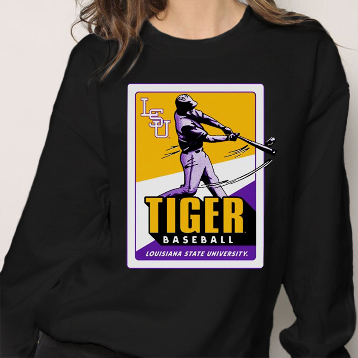 Lsu Tiger Baseball Card Pocket T-Shirt Hoodie Sweatshirt - Fan Gift